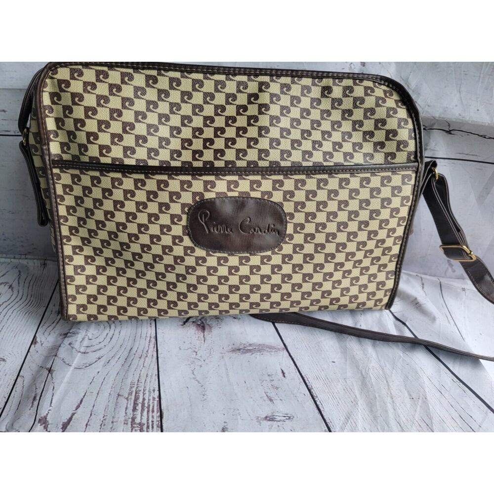 Vtg 60's Pierre Cardin MOD Monogram Signature Logo Carry On Over Night Bag Tote